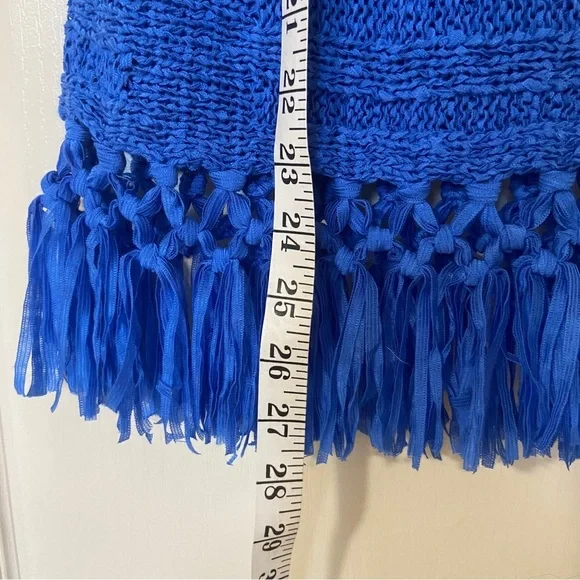 Lilly Pulitzer Blue Sleeveless Knit Top with Fringe - Picture 9 of 10